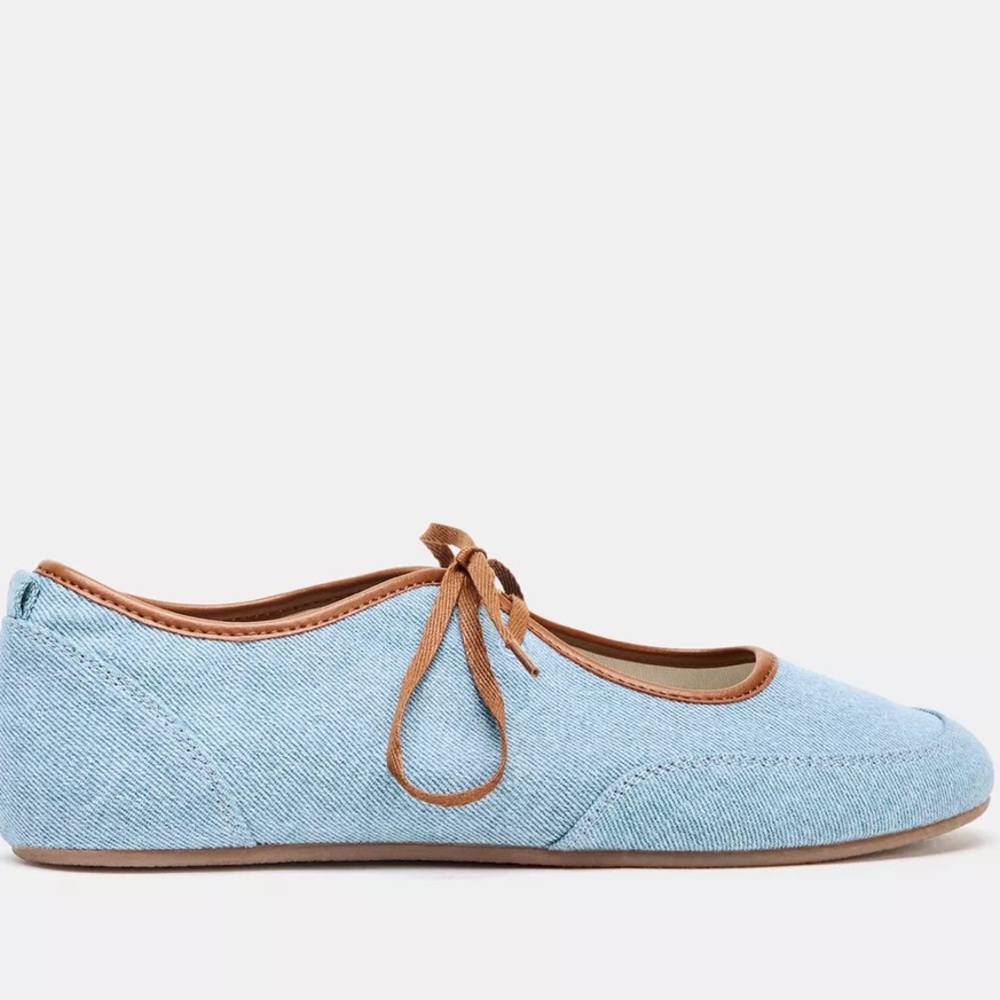 NWT Zara denim ballet flats with bow